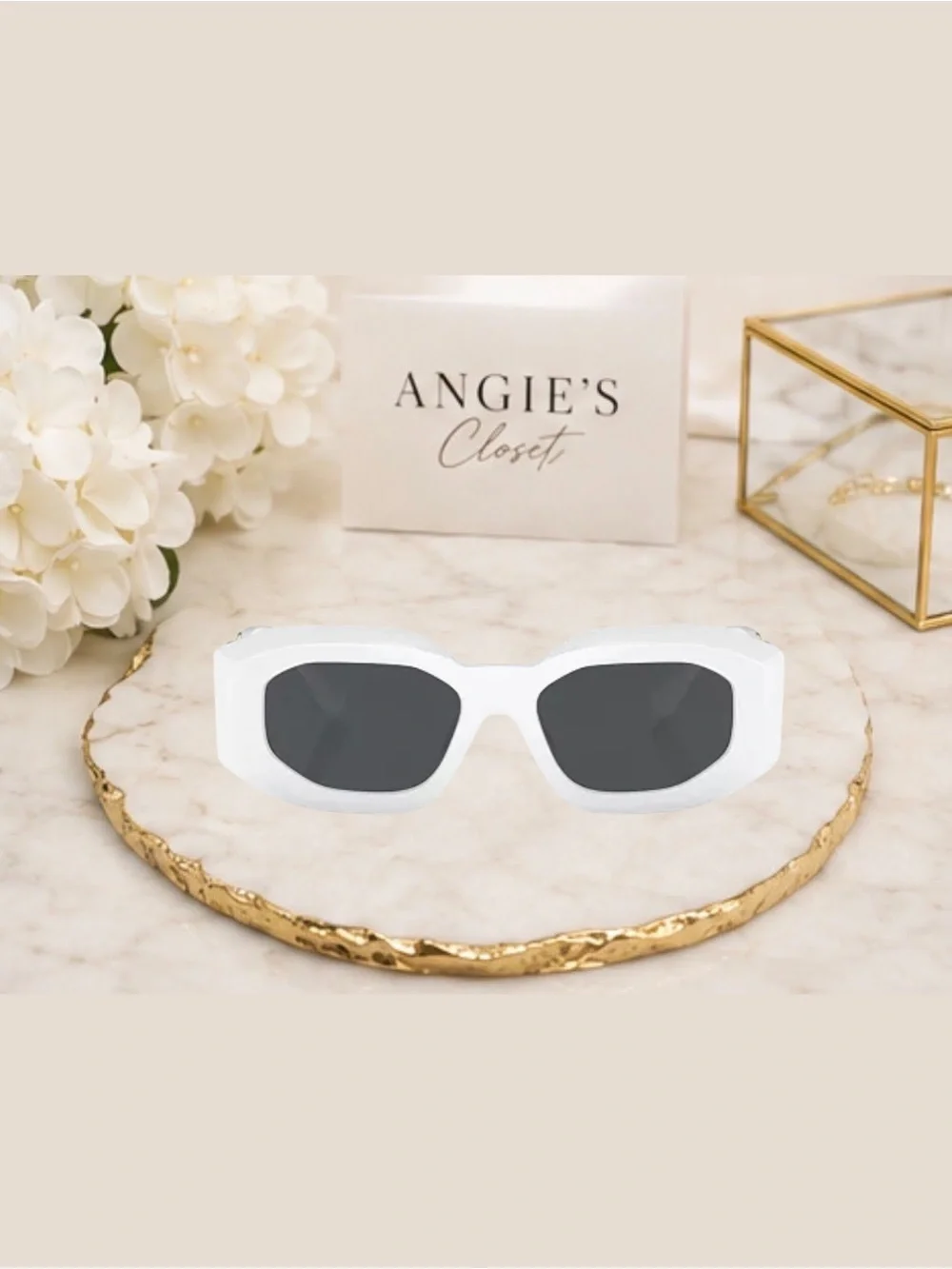 NWT Versace VE4425U White Geometric Medusa Sunglasses